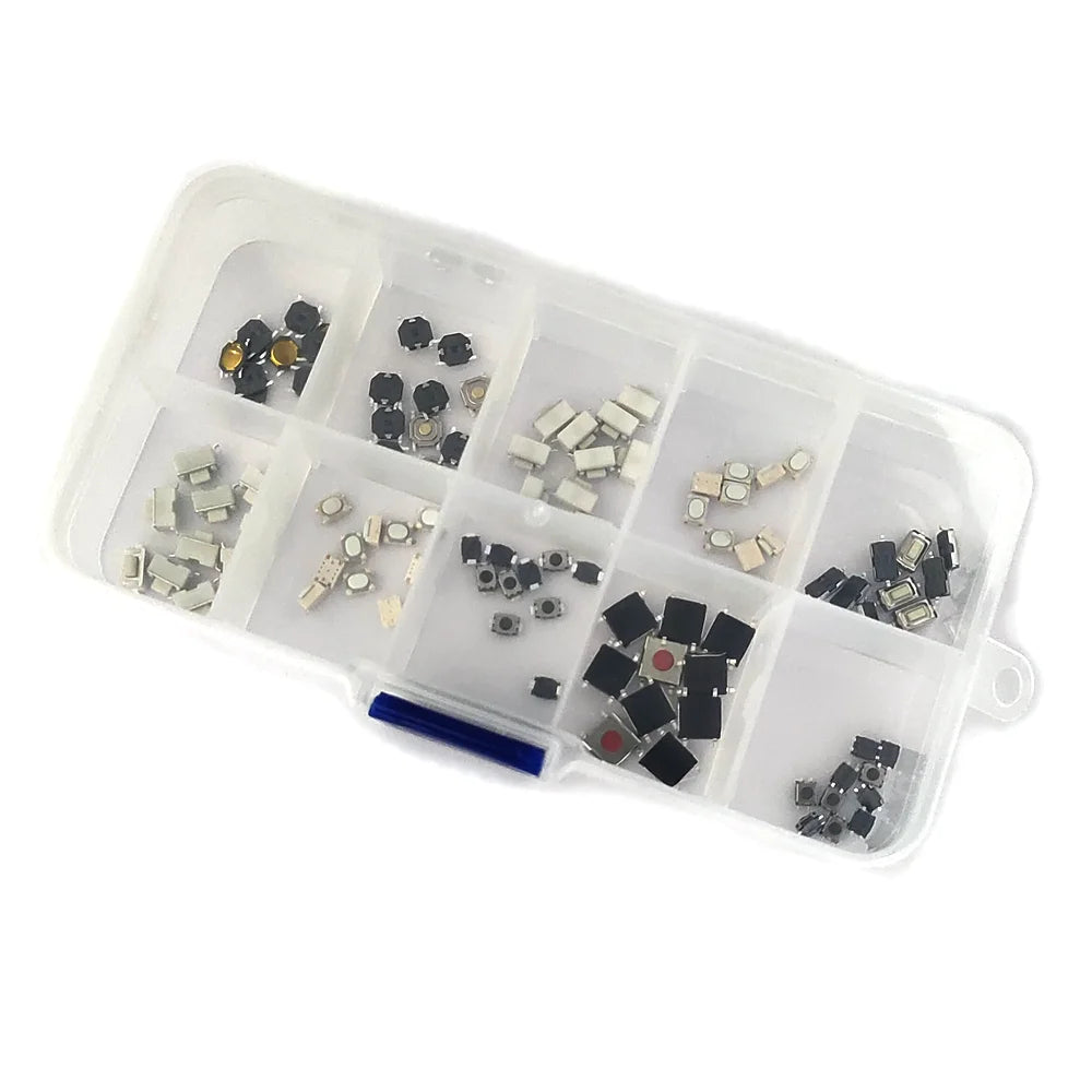 100Pcs 10 Value Micro Momentary Tactile Push Button Switch 3x4x2mm 3x4x2.5mm 3x6x4.3mm 4x4x1.5mm Tact Assortment Kit Peaceful Pleasures Health and Wellness