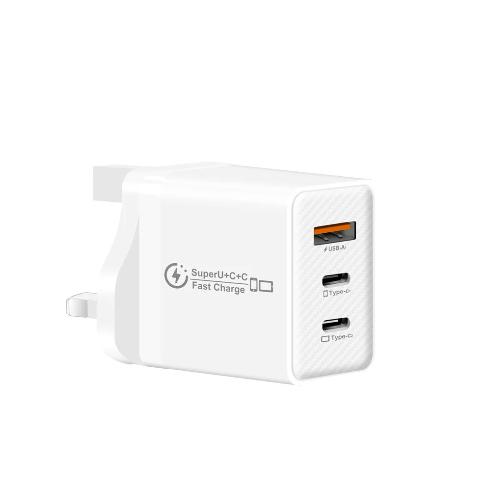 48W 3-Port USB-C Fast Charger PD QC 3.0 | EU US UK Plug