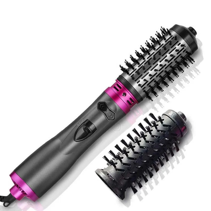 Multifunctional 3 In 1 Hot Air Brush Automatic Rotating Curler Round Rotating Rotating Hair Brush Hot Air Dryer Volumizer Styler Peaceful Pleasures Health and Wellness Silver EU Plug