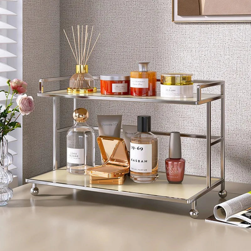 Metal Desktop Layered Storage Rack, Double-Layer Desk Storage Rack, Water Cup and Coffee Cup Storage Rack, Bathroom Cosmetics St Peaceful Pleasures Health and Wellness