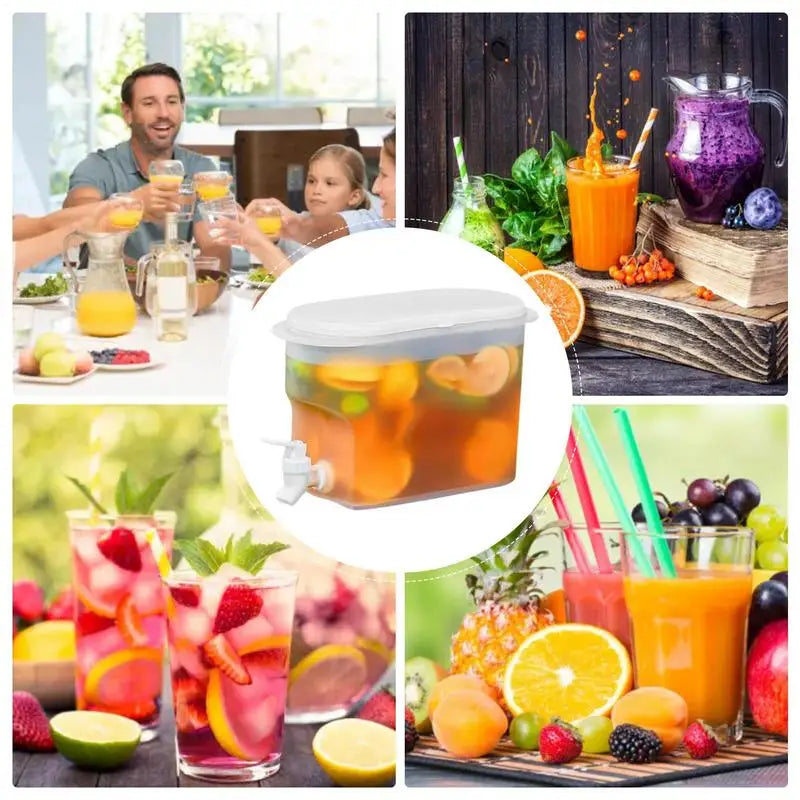 Large Capacity Cold Water Pitcher Fridge Chilled Drink Dispenser Fruit Teapot with Faucet Lemonade Bucket Home cold brew pot Peaceful Pleasures Health and Wellness