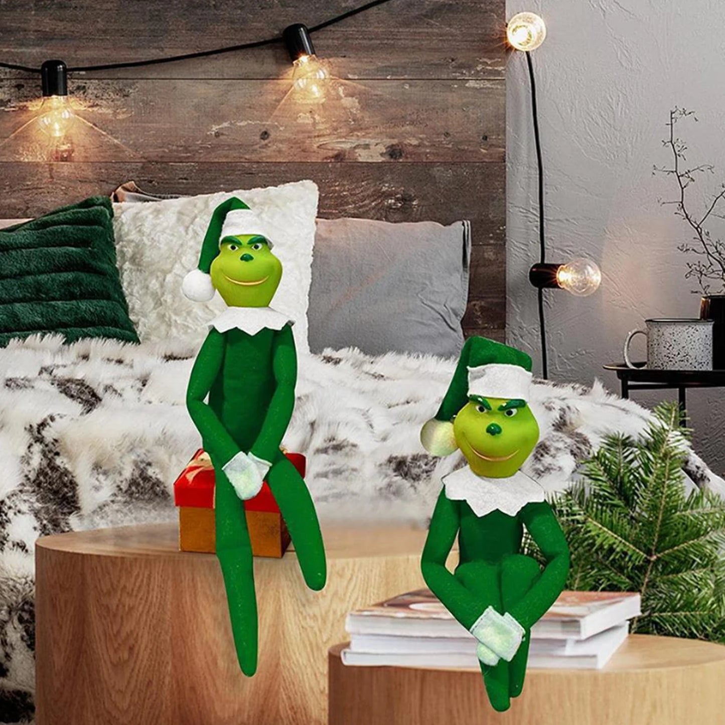 Elf Christmas Tree Decoration Doll Green Fur Monster Doll Elf Decorations Xmas Room Tree Decor Party Supplie Room Tree Decor Peaceful Pleasures Health and Wellness