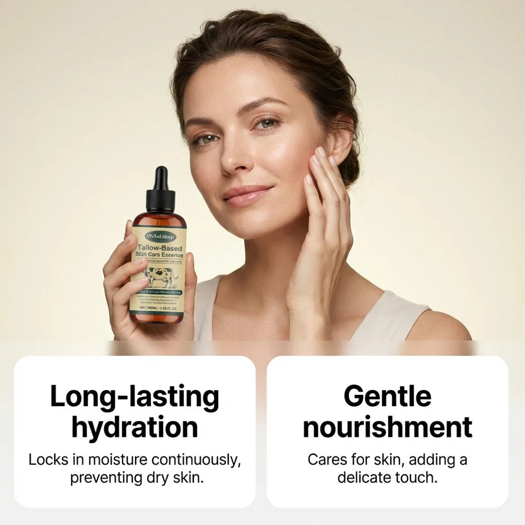 Beef Tallow Serum Anti-Aging Tighten Loose Skin Reduce Fine Lines Gentle Soft Smoothing Deep Hydration Wrinkle Removal Essence Peaceful Pleasures Health and Wellness