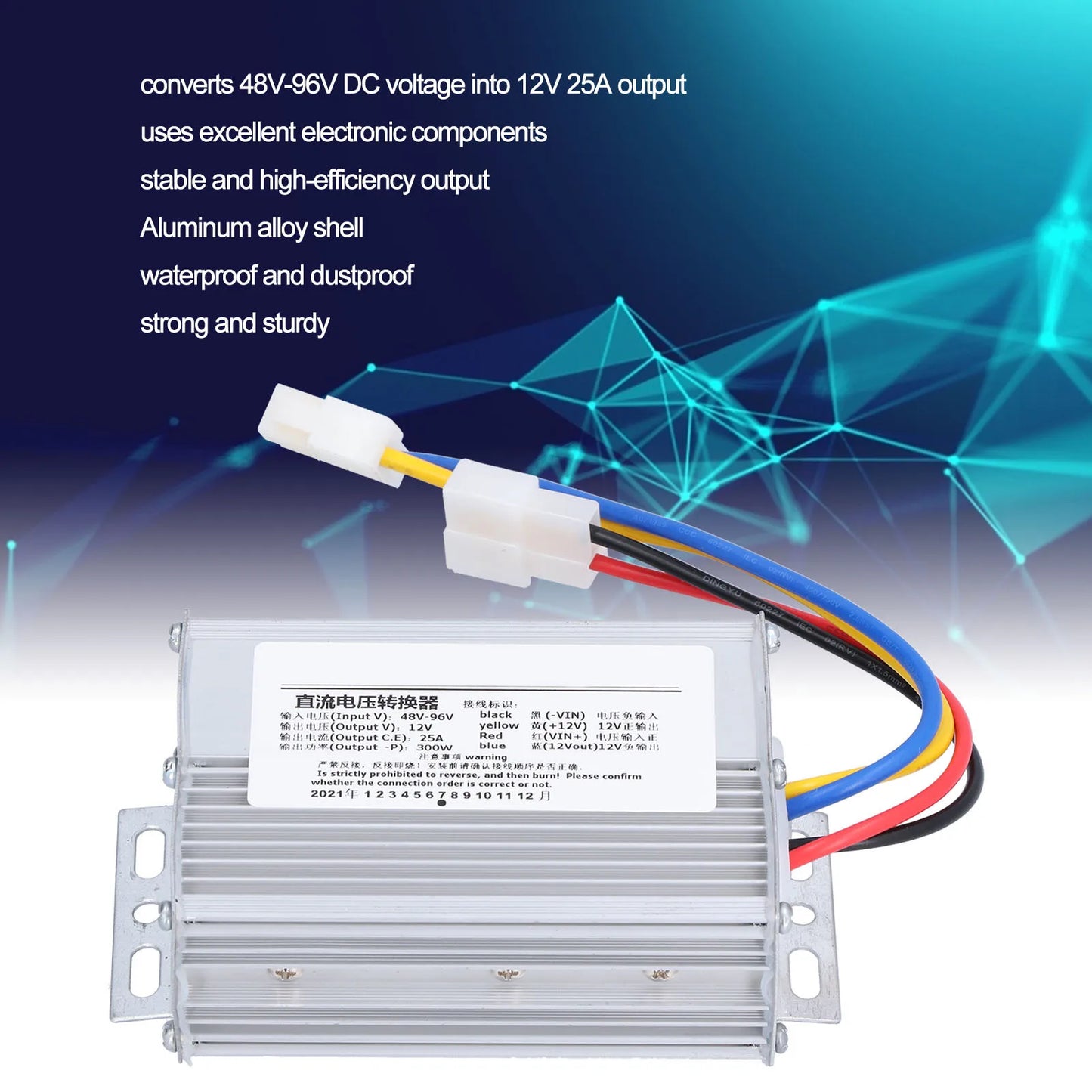 48V‑96V to 12V Voltage Converter Stable Waterproof Efficient Output Power Supply Step‑Down to Power Supply Peaceful Pleasures Health and Wellness