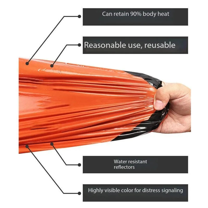 PE Emergency Blanket Sleeping Bag | Portable Camping Shelter Emergency Survival Blanket Peaceful Pleasures Health and Wellness