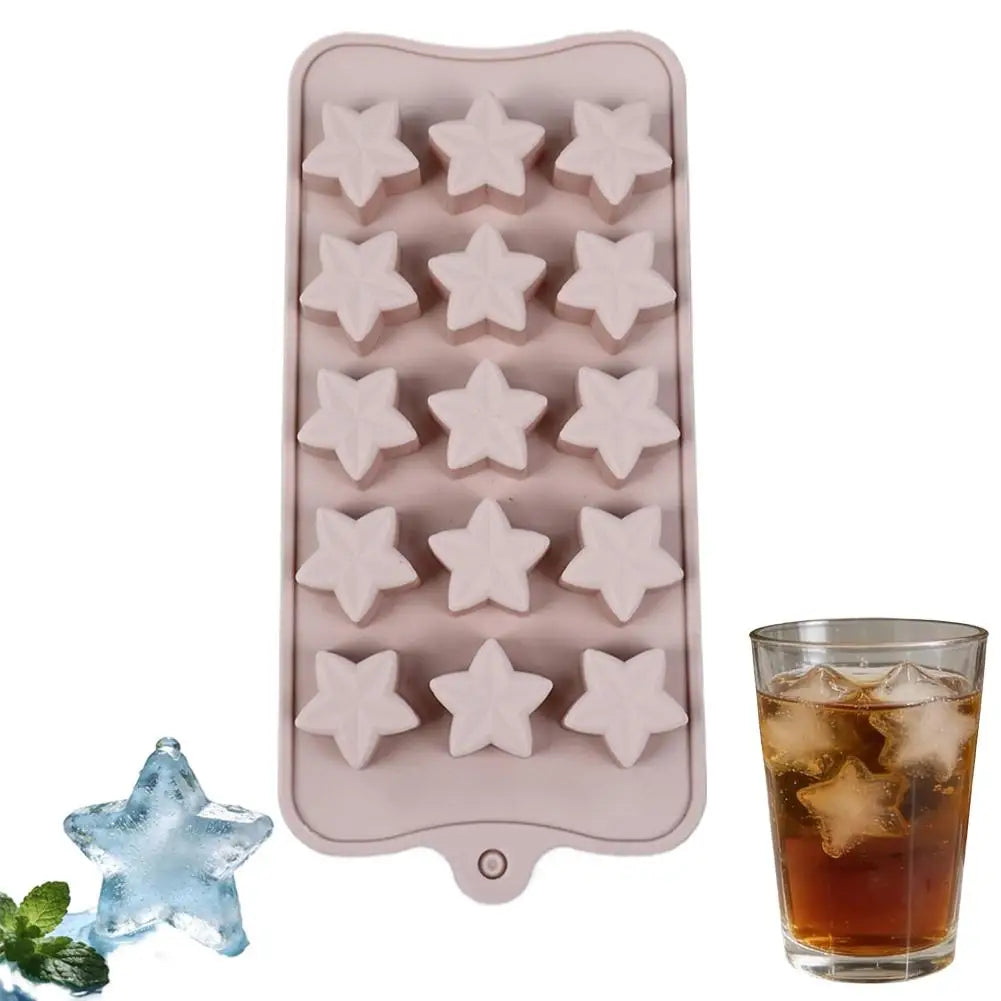 15-Piece Five-Pointed Star Silicone Chocolate Mold Creative Jelly Christmas Candy DIY Mold Ice Tray Baking Mold Peaceful Pleasures Health and Wellness A