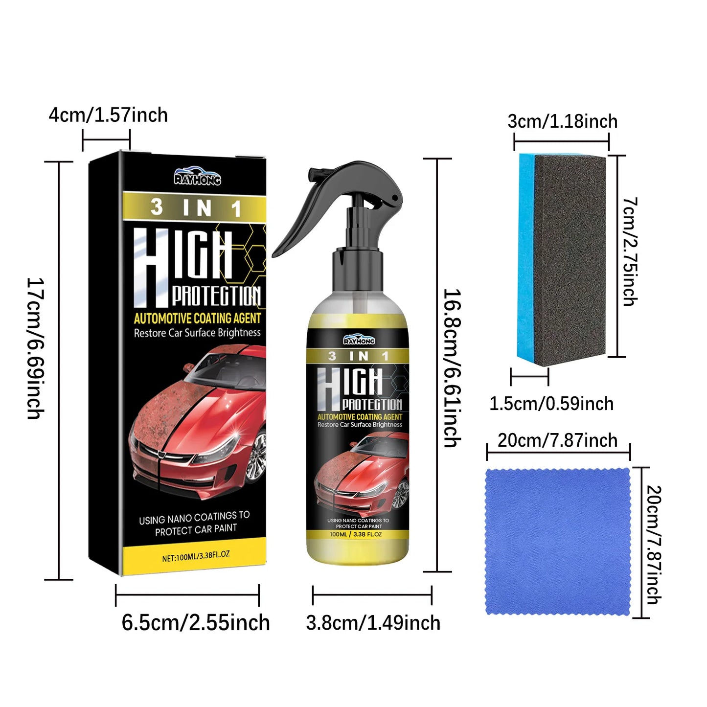 Rayhong 3-in-1 Car Coating Spray | Polish, Protect & Repair