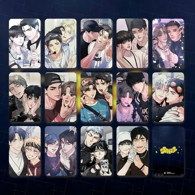 Korean BL Manhwa Photo Cards Anime Couple Character Laser LOMO Comic