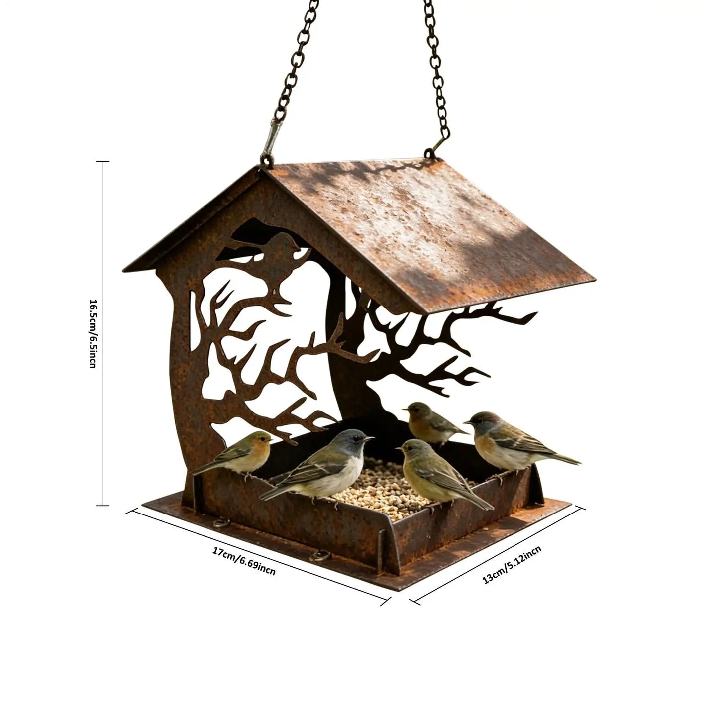 Bird Feeder Rainproof Large Capacity Feeding Dispenser Hangable Bird Feeder for Patio Lawn Backyard Balcony Birdwatching Park Peaceful Pleasures Health and Wellness