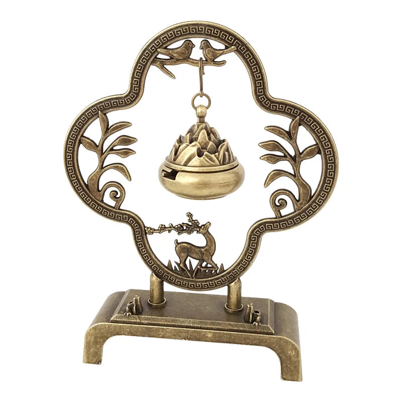 Creative Vintage Hollow Out Metal Incense Burner Holder Exquisite Hill Shape Incense Burner For Yoga Home tea ceremony ornaments Peaceful Pleasures Health and Wellness deer