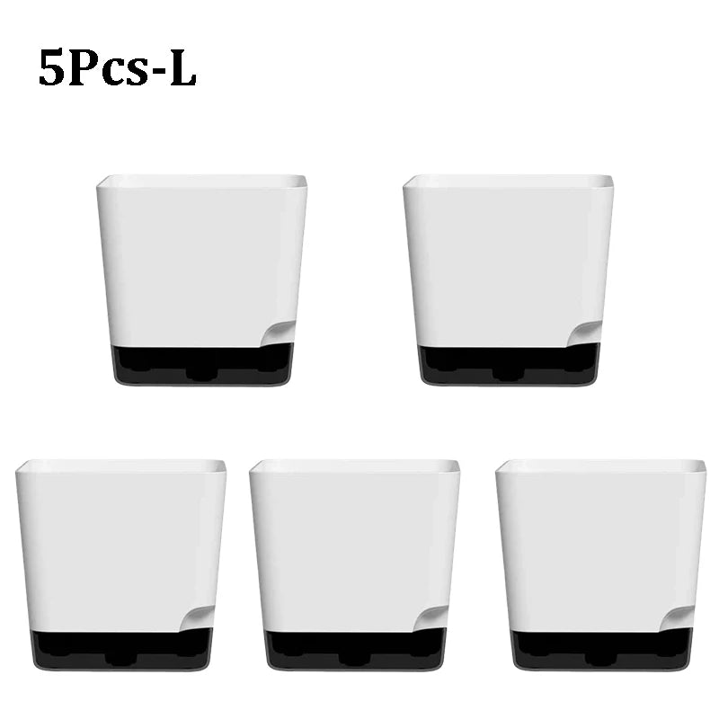 5-Pack Self Watering Planters | Drainage & Clear Reservoir