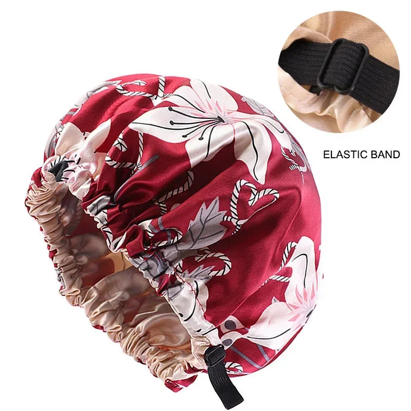 Double Layer Satin Sleep Bonnet | Adjustable Night Cap