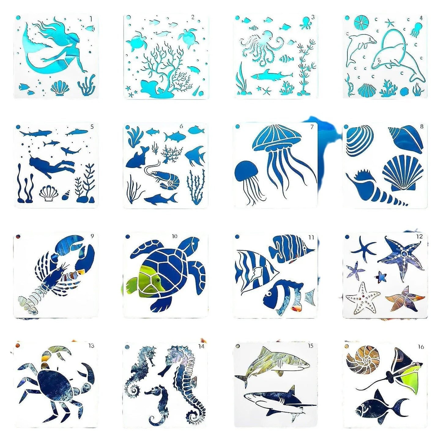 Bview Art Reusable Ocean Theme Stencil Templates Children's Supplies