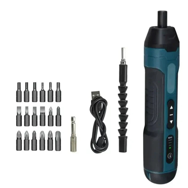 Mini Cordless Electric Screwdriver 1300mAh Rechargeable,Adjustable Torque Power Drill Multi-function Home DIY Repair Tool Peaceful Pleasures Health and Wellness 20pcs