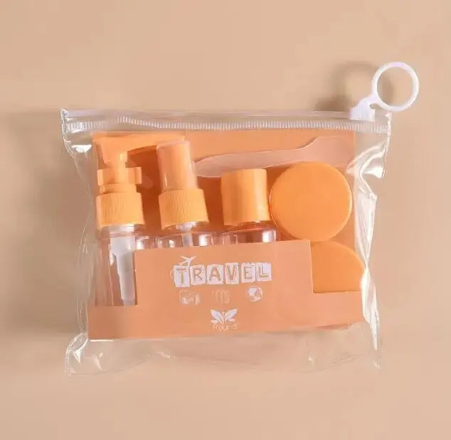 Travel Bottles Kit Leak Proof Portable Toiletry Containers Set Clear Travel Size Cosmetic Containers For Lotion Shampoo Cream So Peaceful Pleasures Health and Wellness Orange 5PCs PET