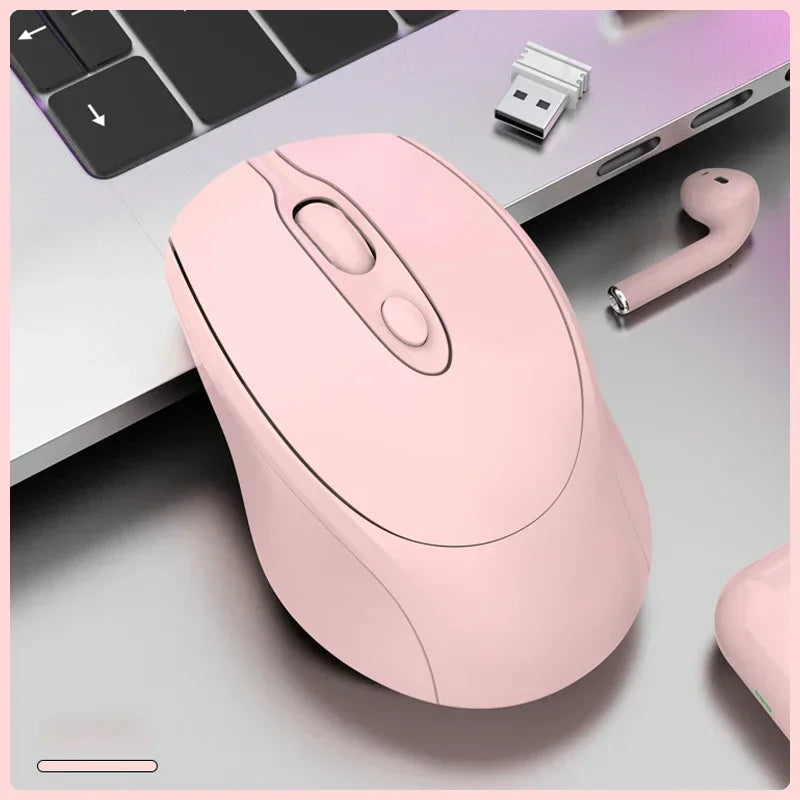 Wireless Computer Mouse Rechargeable 2.4G Bluetooth-Compatible Wireless Mouse USB Silent Gamer Mice For PC Laptop Macbook Tablet Peaceful Pleasures Health and Wellness Pink