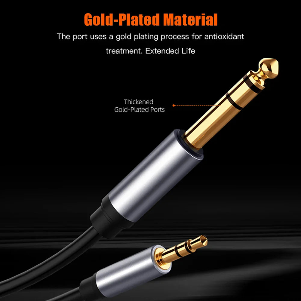 3.5mm to 6.35mm Stereo TRS Audio Cable – AUX Adapter 1M–3M
