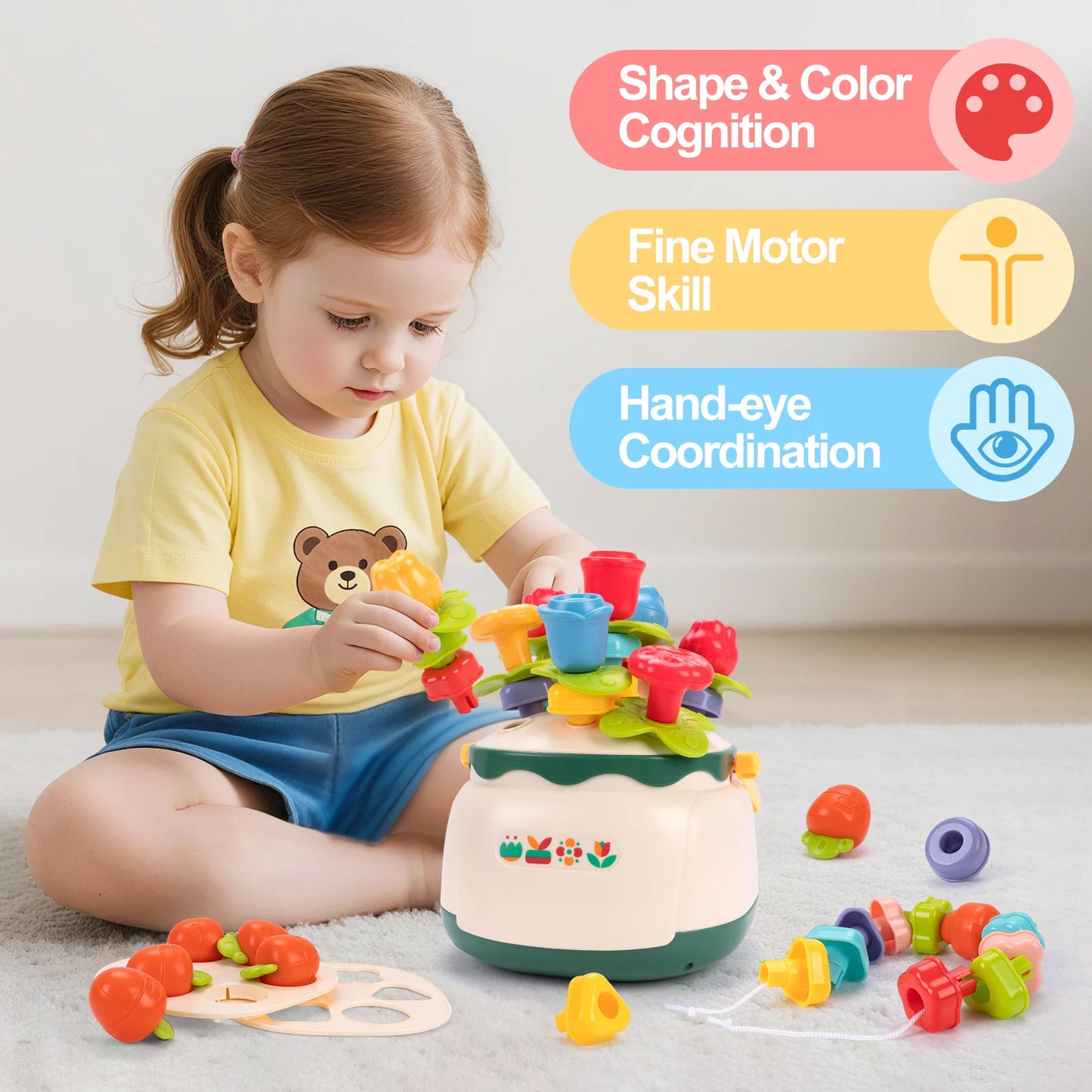 4in1 Baby Montessori Toy Toddler Shape Sorting Blocks Training Beads