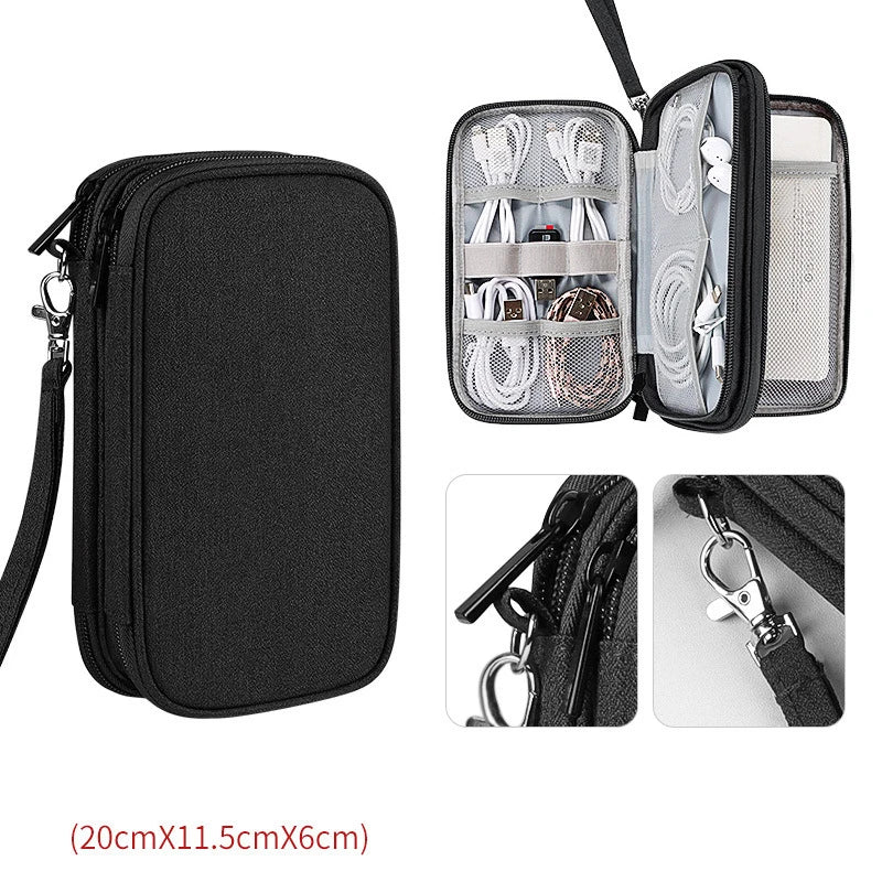 Grey Black Navy Travel Portable Digital Product Storage Bag USB Data