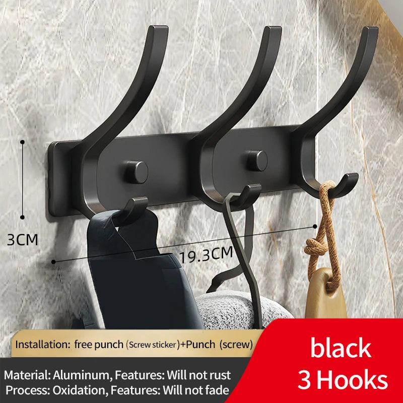 Folding Aluminum Robe & Towel Wall Hooks | 6-Pack Black White