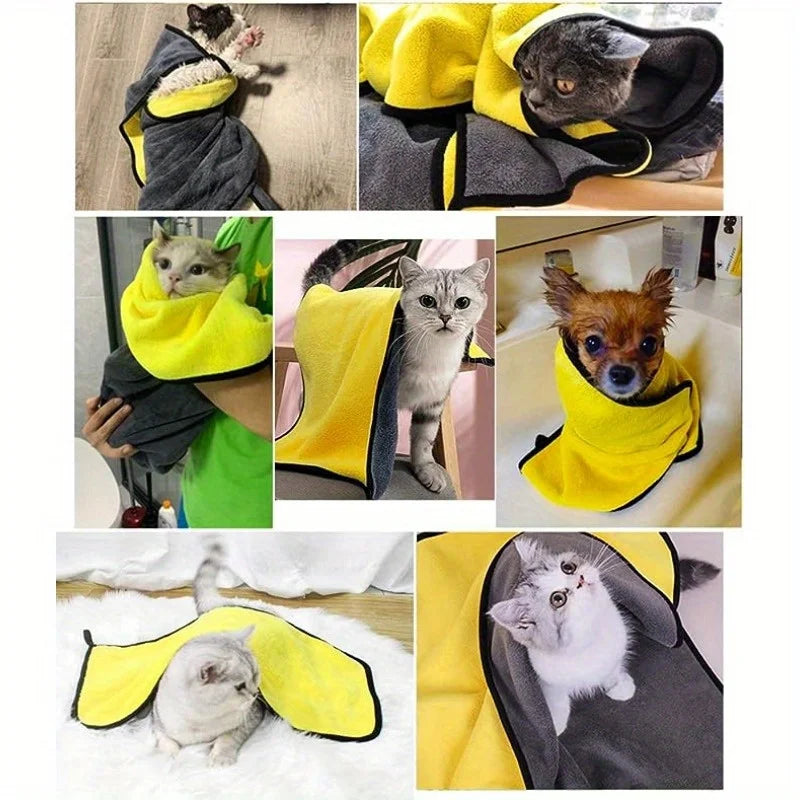 Quick-Dry Microfiber Pet Towel & Bathrobe for Dogs & Cats