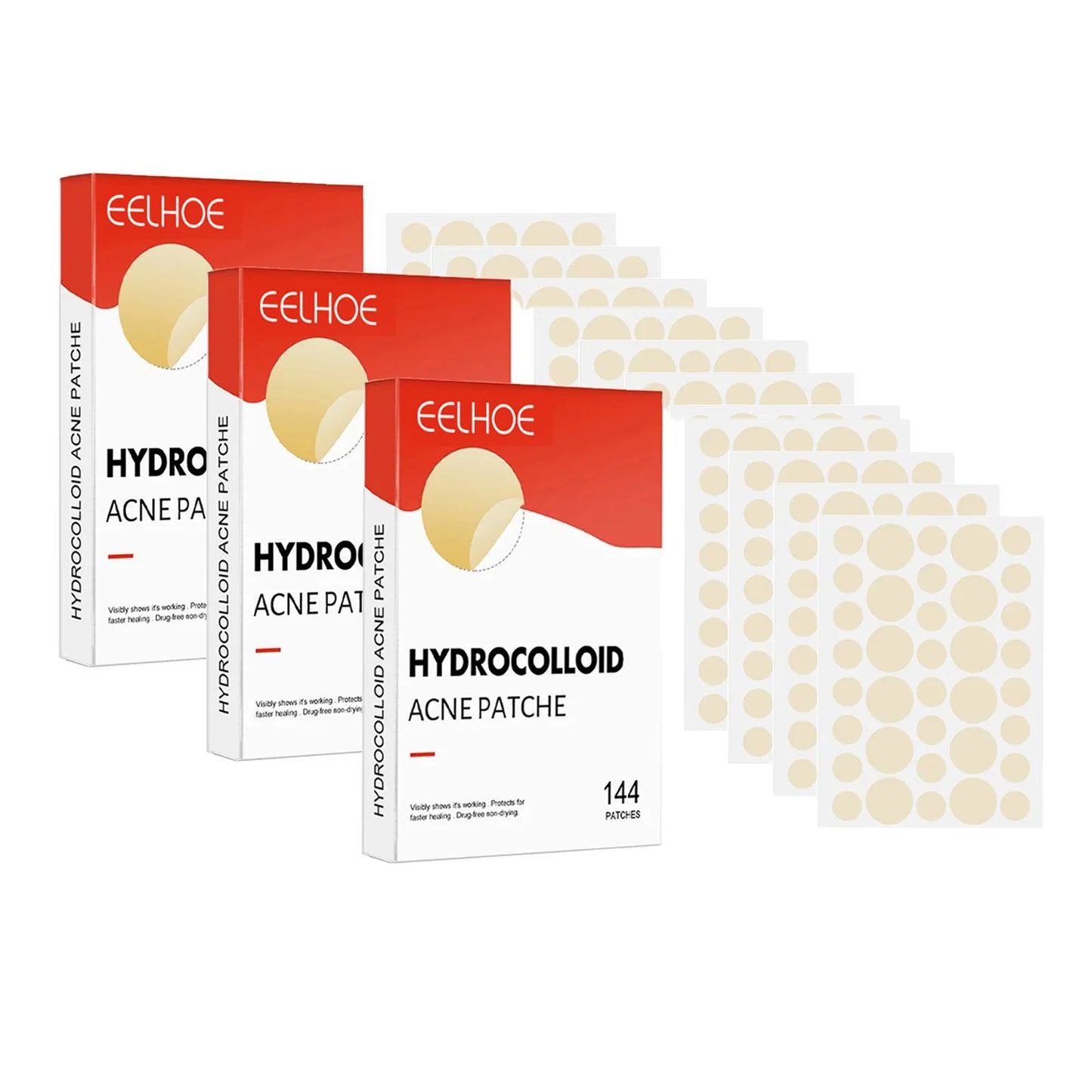 144pcs Face Acne Patch Invisible Skin Care Pimple Acne Patches Anti-inflammatory Healing Absorbing Spot Sticker Covering Acne Peaceful Pleasures Health and Wellness 3 Box
