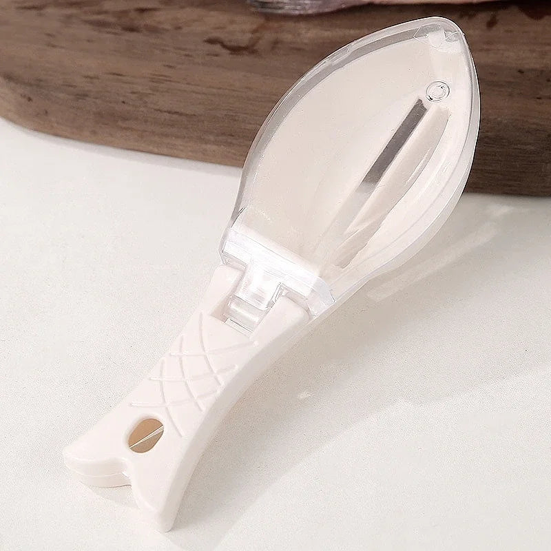 Fish Scales Graters Scraper Fish Cleaning Tool Scraping Scales Device with Cover Home Kitchen Cooking Fish Tool Kitchen Tools Peaceful Pleasures Health and Wellness White