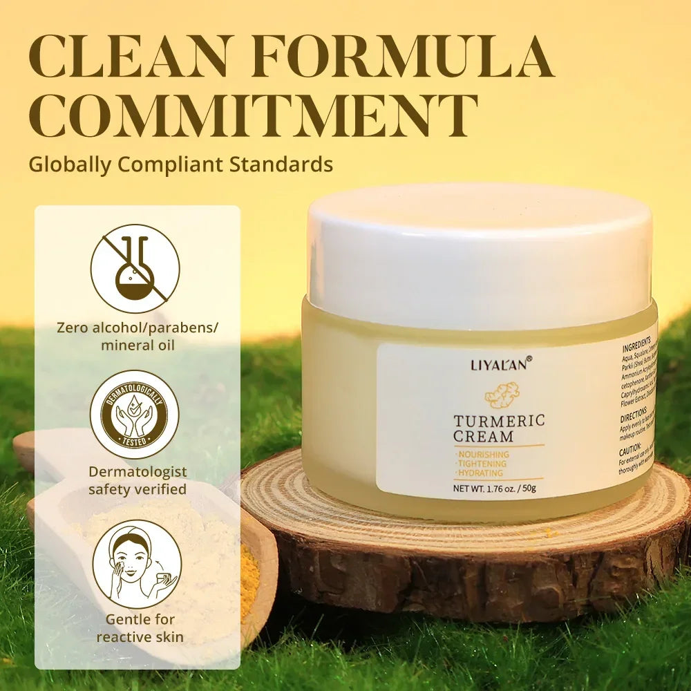 LIYALAN Turmeric Face Cream – Shea Butter & Squalane 50g Peaceful Pleasures Health and Wellness