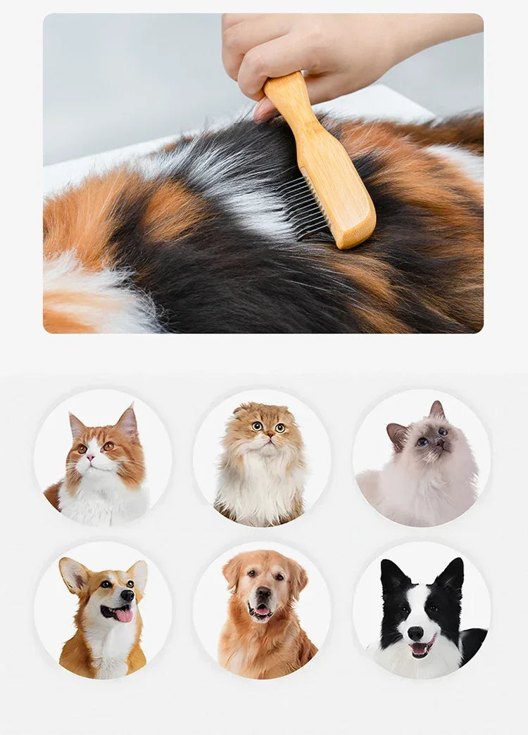 Truelove Bamboo Stainless Steel Pet Grooming Comb TLK25132 Peaceful Pleasures Health and Wellness