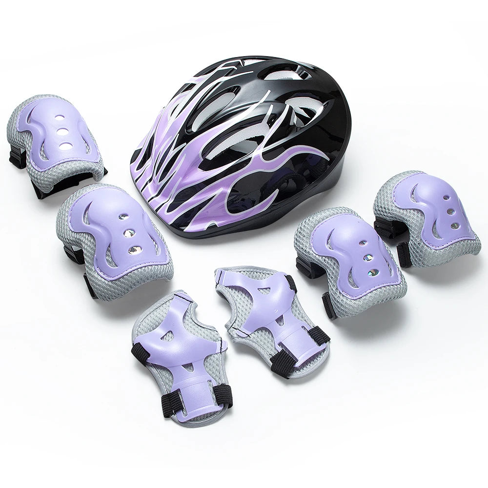 7PCS Adjustable Kids Toddler Helmet with Knee Pads,Elbow Pads & Wrist Guards,Bike Helmet for Skateboard,Skating,Biking,Cycling Peaceful Pleasures Health and Wellness Purple-7PCS