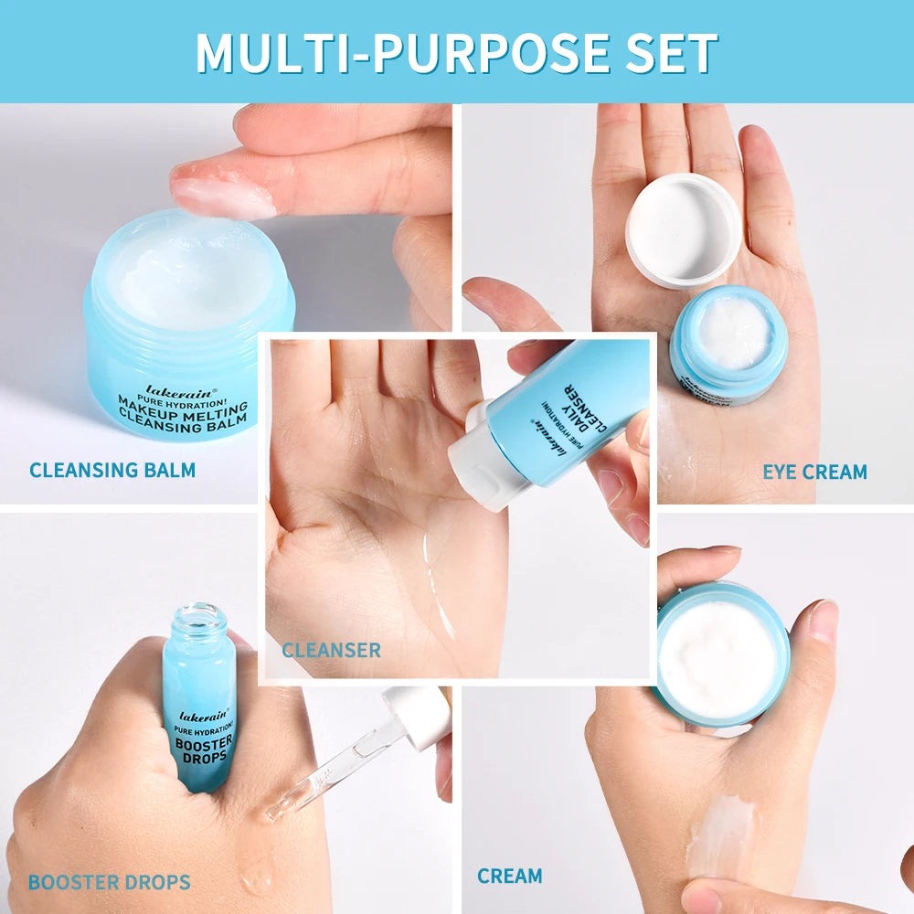 Mini Skincare Set Cream Serum Facial Cleanser Eye Cream Moisturizing Whitening Face Skin Care Travel Facial First Aid Set Peaceful Pleasures Health and Wellness