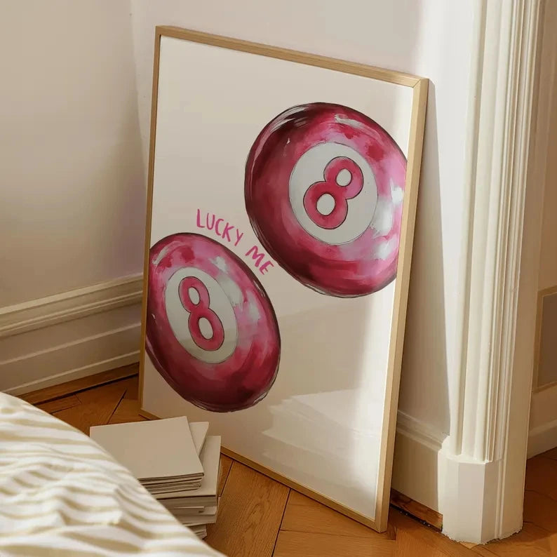 Pink Billiards Cheetah Lip Print Canvas Wall Art Poster