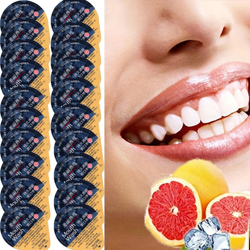 10PCS Grapefruit-Flavored Mouthwash in Disposable Jelly Cups for Oral Care, Fresh Breath, Individually Packaged, Portable Peaceful Pleasures Health and Wellness