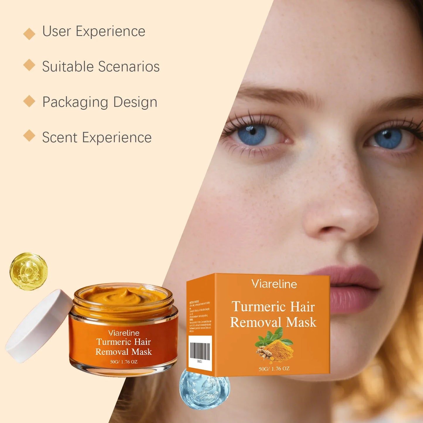 VIARELINE Turmeric Hair Removal Cream – Painless 50g