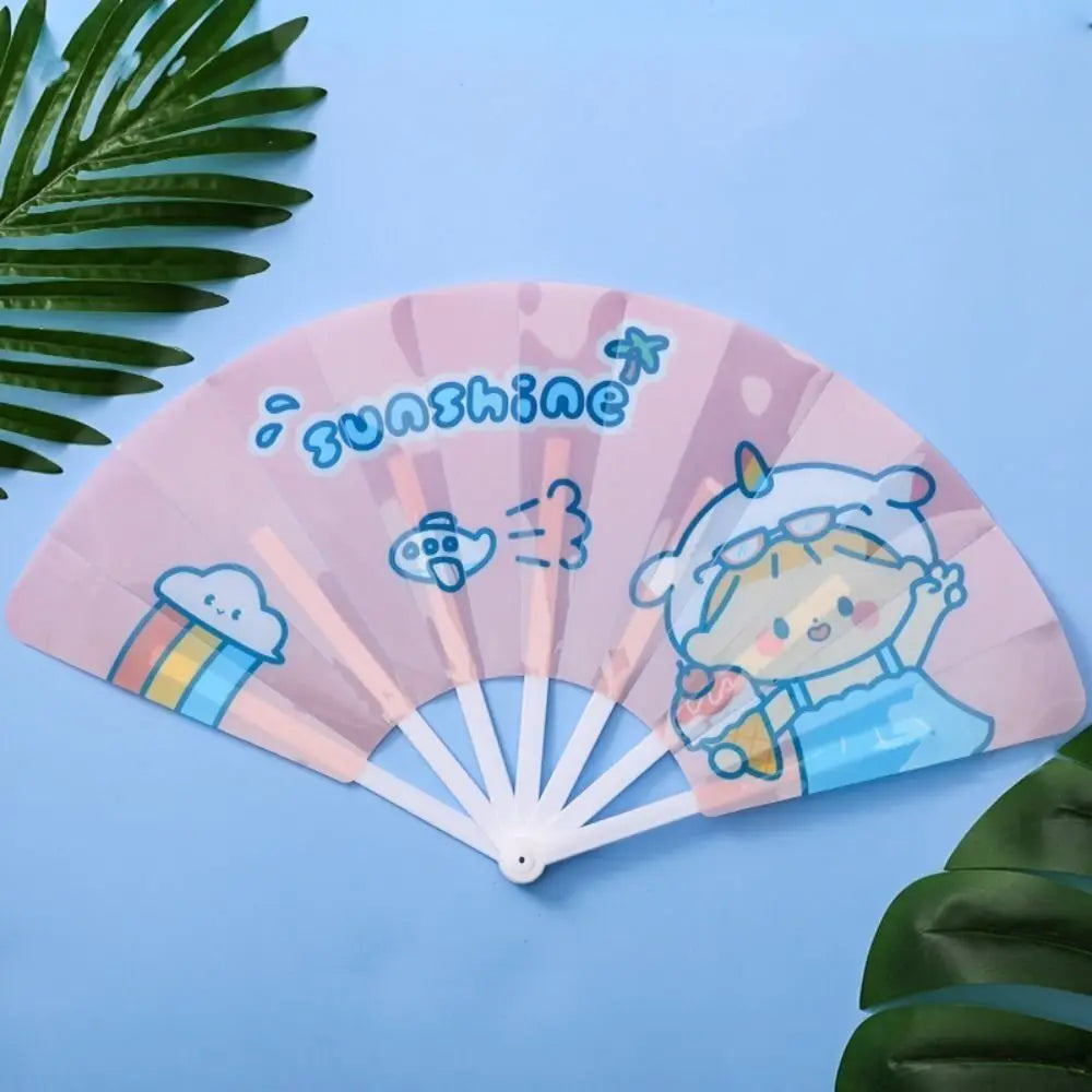 Portable Cartoon Folding 7-fold Fan Gifts PP Hand Held Fan Home Decoration Plastic Cartoon Folding Fan Peaceful Pleasures Health and Wellness 3