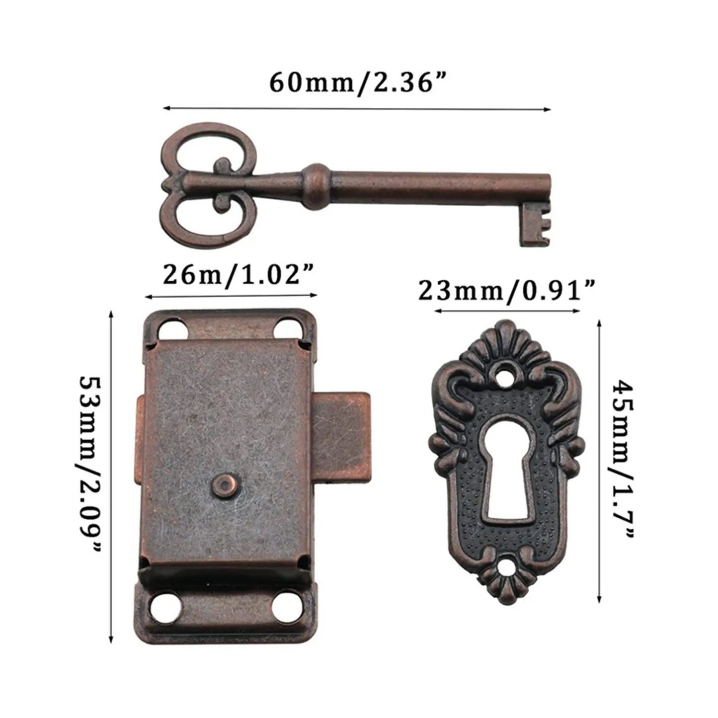 Antique Iron Drawer Lock Set – Decorative Furniture Key Lock
