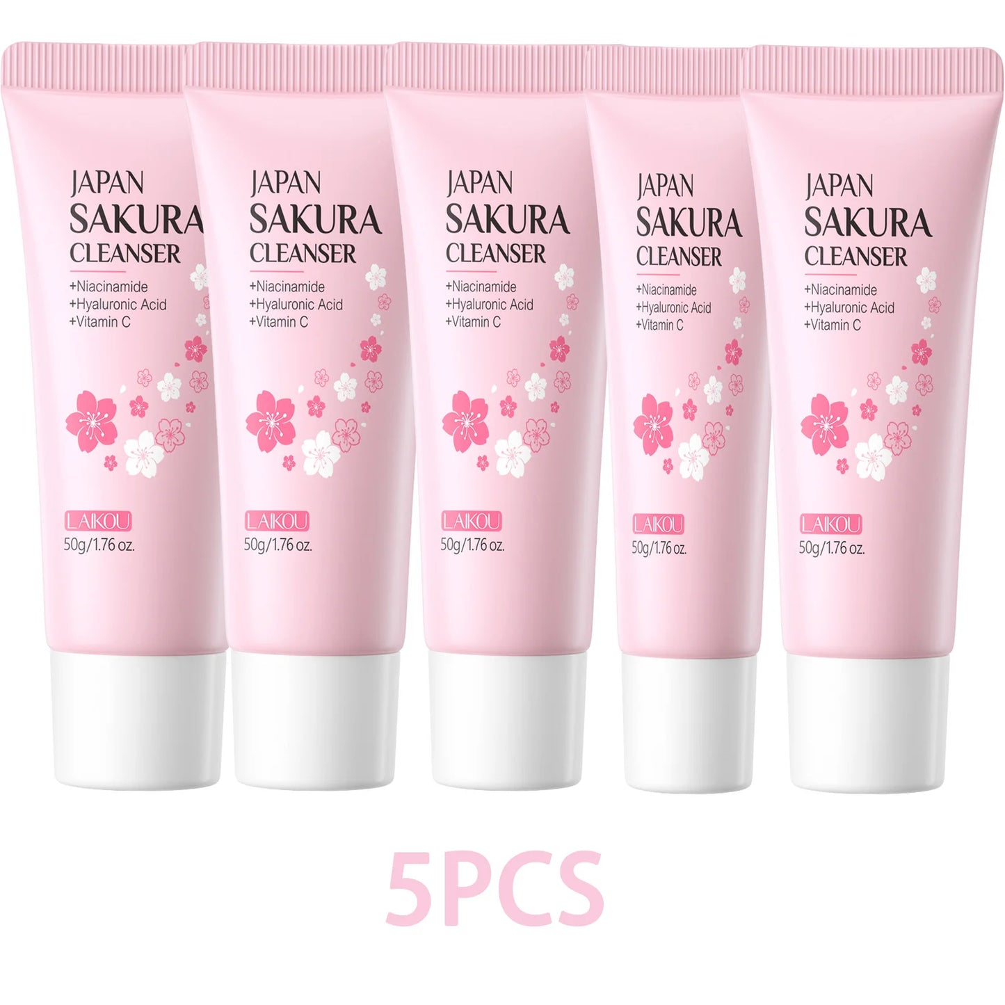 Laikou Sakura Facial Cleanser Deep Cleansing Pores Oil Control Moisturizing Brightening Face Wash Gentle For All Skin Types 50g Peaceful Pleasures Health and Wellness 5PCS