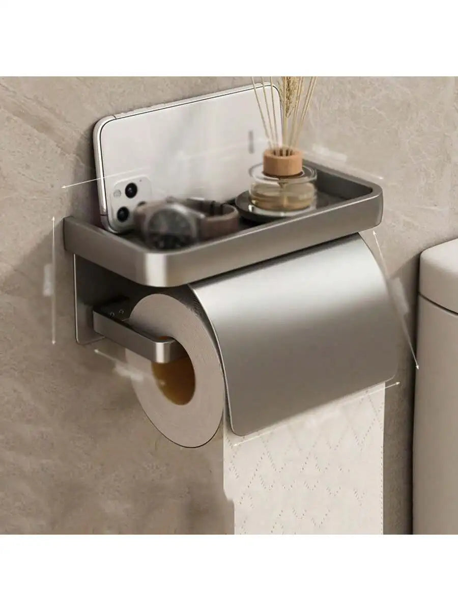 Toilet Paper Holder – Adhesive or Screw Wall Mount, Stainless Steel