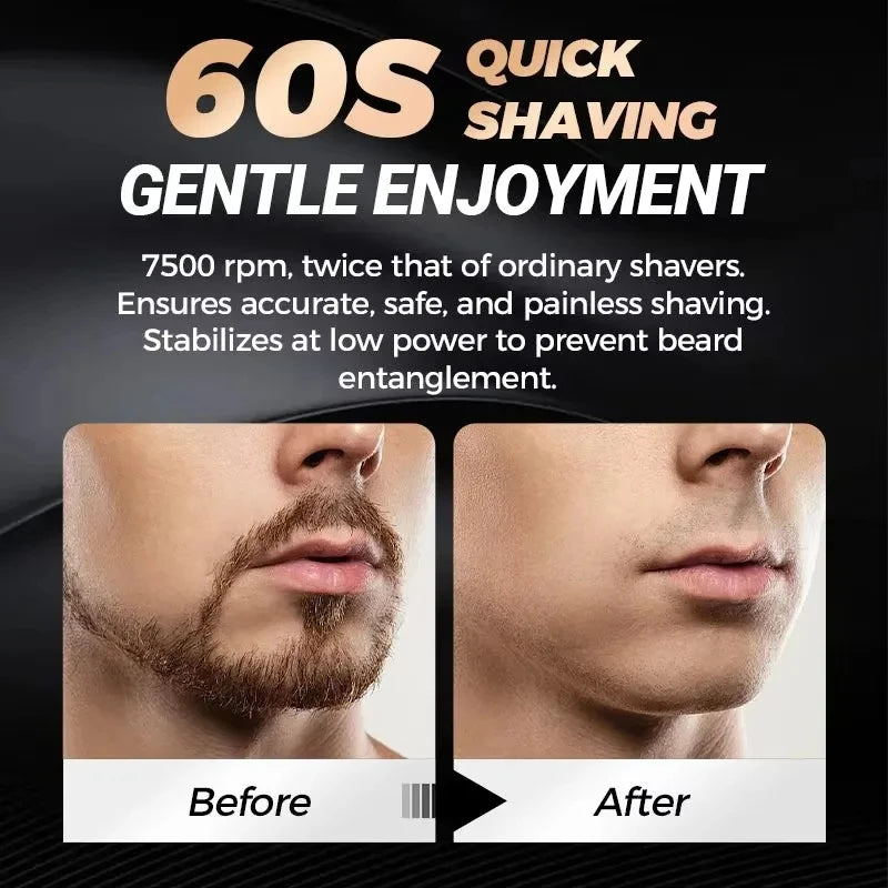 2025 New Upgraded Mini Double Head Electric Shave Magnetic Suction Men's USB Rechargeable Portable Waterproof Shaver Peaceful Pleasures Health and Wellness
