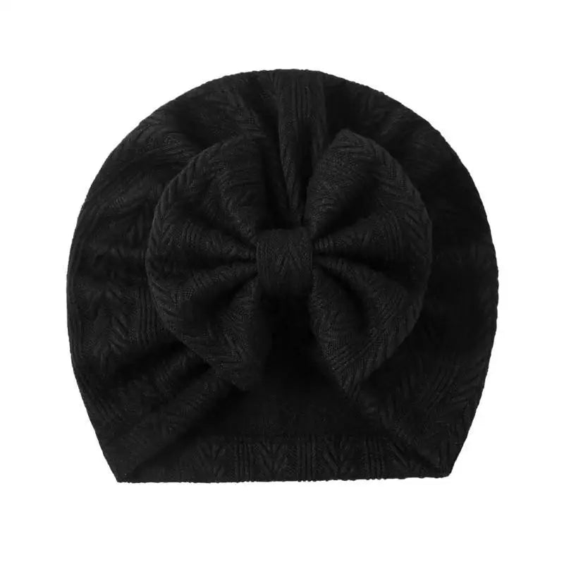 Bowknot Baby Bonnet Hat | Soft Cotton, Fits 0–24 Months Baby Bonnet Hat Peaceful Pleasures Health and Wellness Black China Mainland