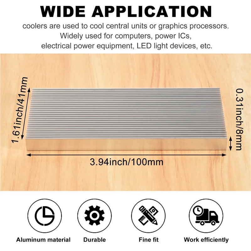 A36T-Aluminum Heat Sink Heatsink For High Power LED Amplifier Transistor 100X41x8mm Peaceful Pleasures Health and Wellness