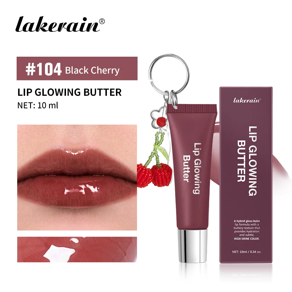 Lakerain Butter Lip Glowing With Keychain Long Lasting Deep Hydration Natural Color Smooth Lip Quickly Improve Lip Condition Peaceful Pleasures Health and Wellness Black Cherry