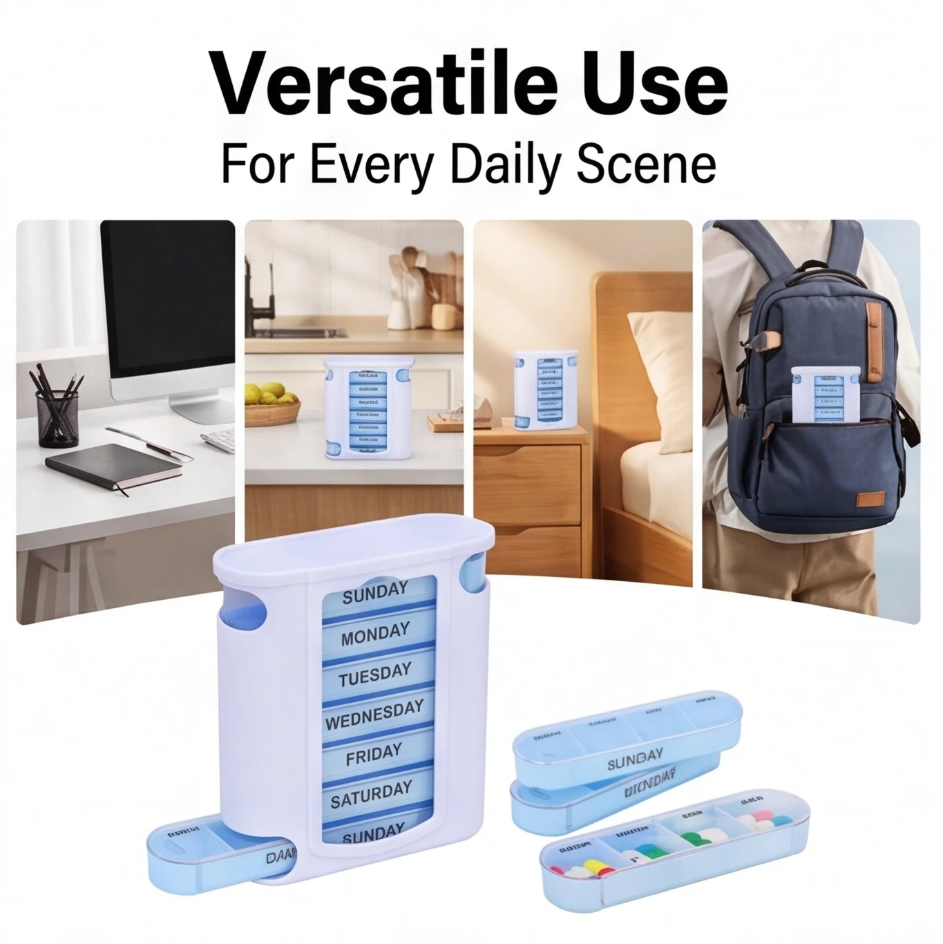 7-Day Weekly Pill Organizer – Portable Medicine Tablet Case