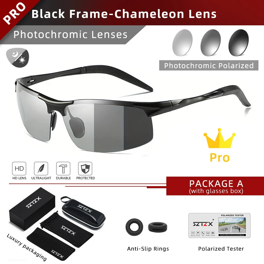 SZTZX Photochromic Polarized Sport Sunglasses UV400 Cycling