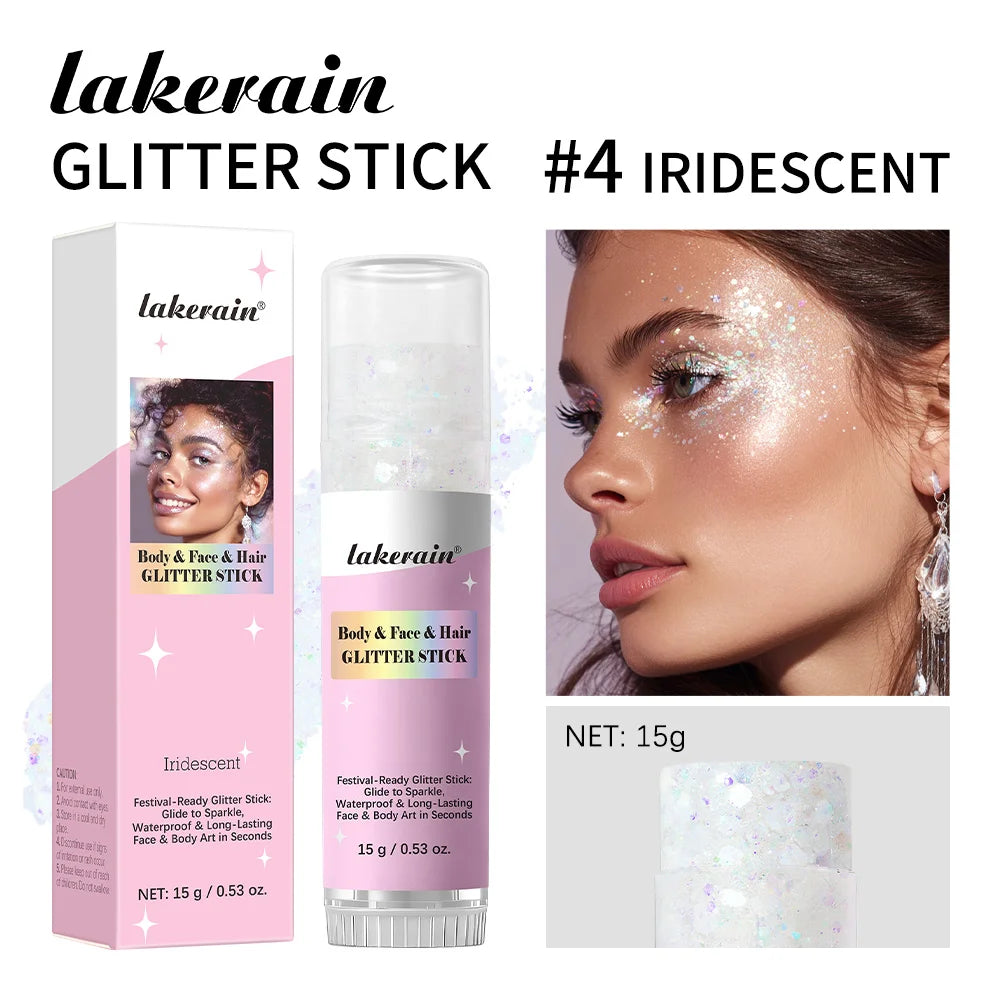 Body Glitter Sequin Stick Gel Texture Long-Lasting Dazzling Smudge-Proof Rich Sparkling Glitter Body Art for Party Stage Makeup Peaceful Pleasures Health and Wellness Iridescent
