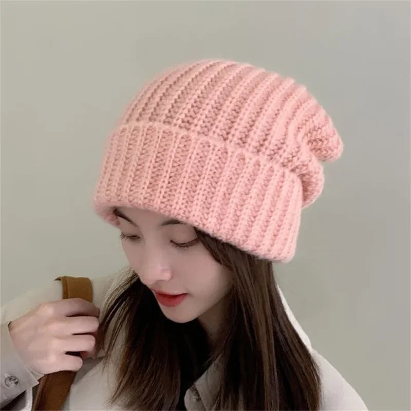 MOONBIFFY Unisex Winter Beanie Knit Wool Hat for Big Heads
