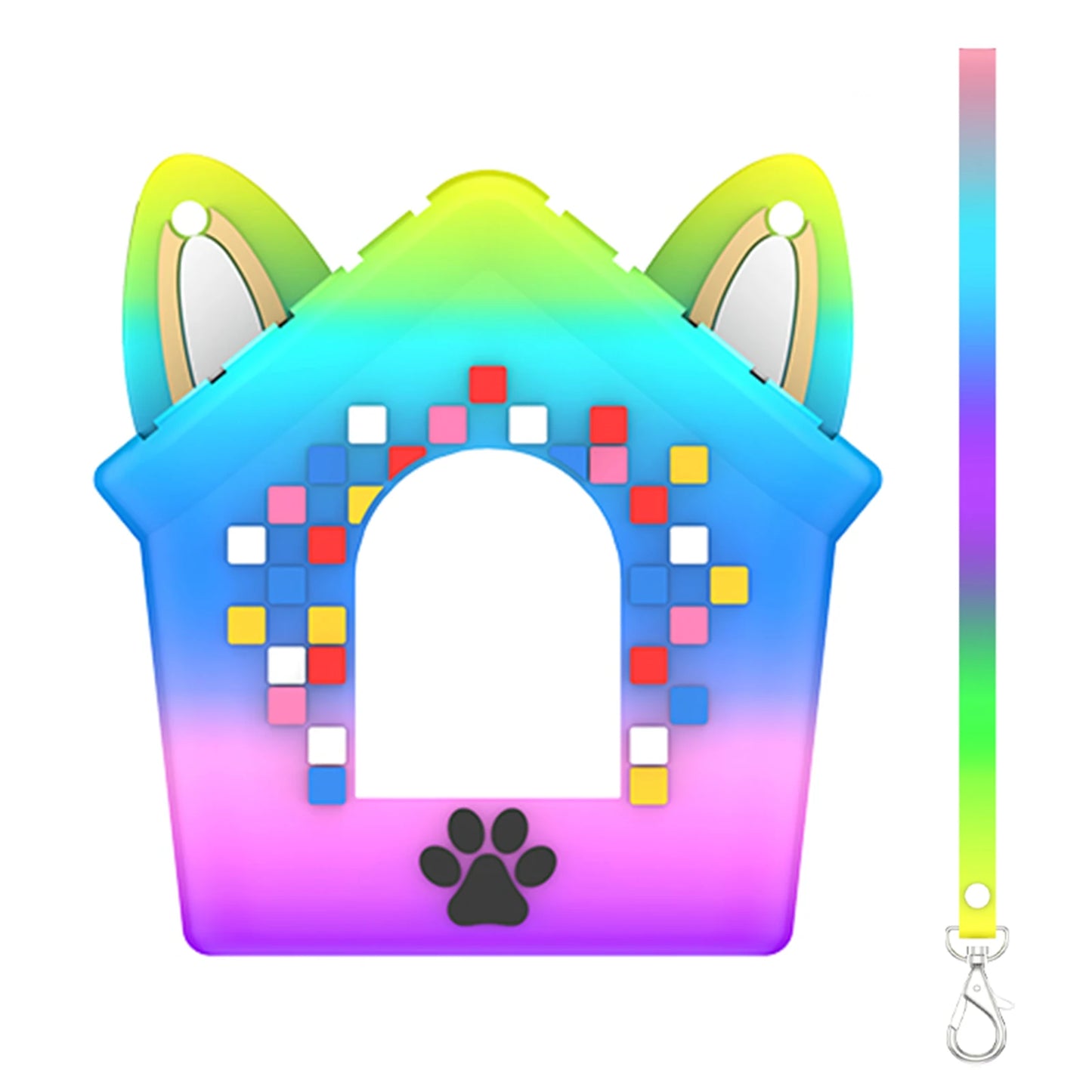 Portable Silicone Sleeve with Lanyard Protective Skin Cover Shockproof & Anti Drop for Bitzee Doghouse Virtual Electronic Pet Peaceful Pleasures Health and Wellness Mixed Colors