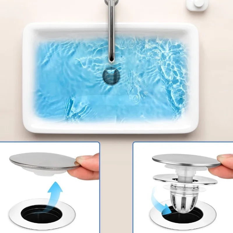 Universal Pop-Up Sink Stopper | Hair Catcher & Odor Seal