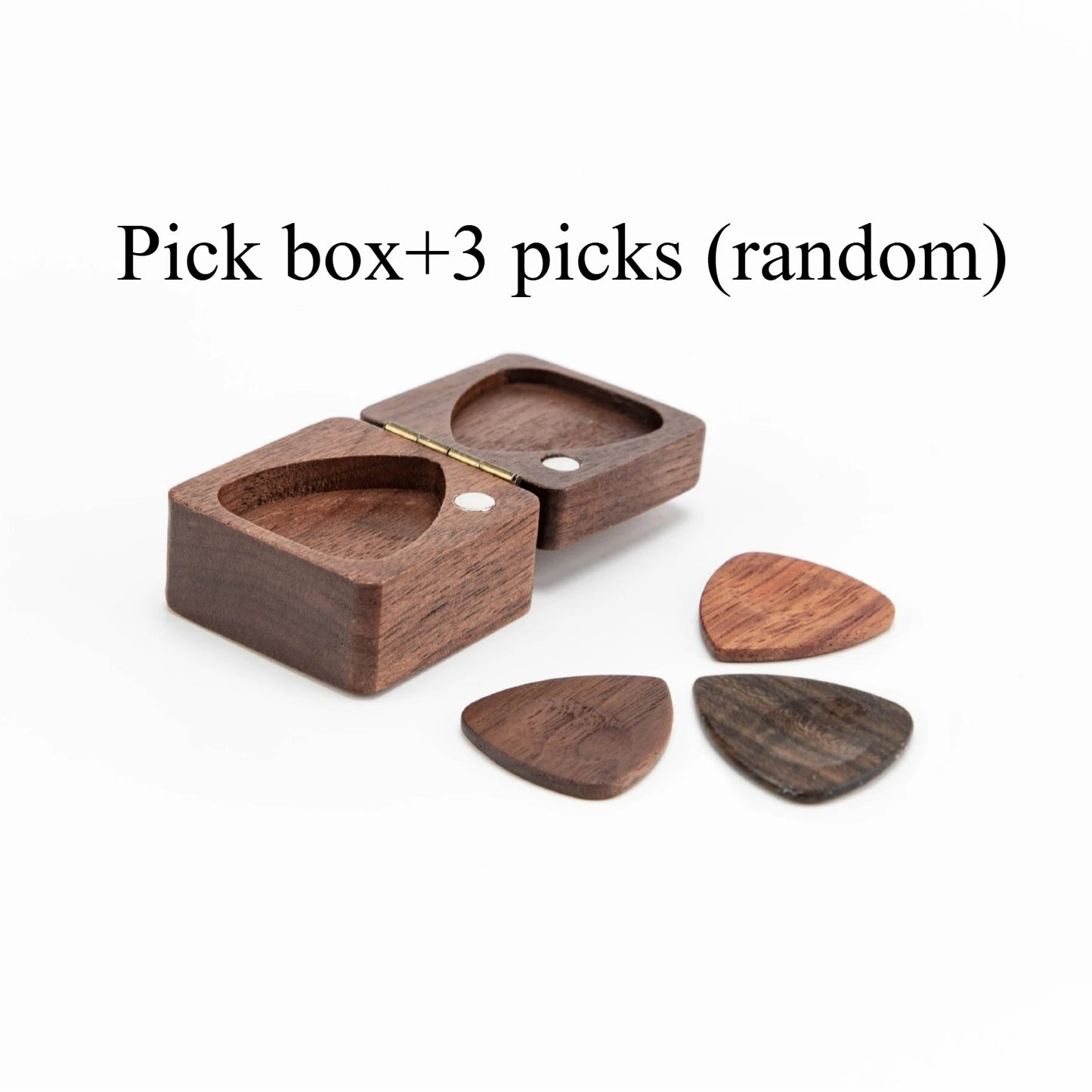 Wooden Guitar Picks Box Pick Storage Walnut Square Gift-box Musical