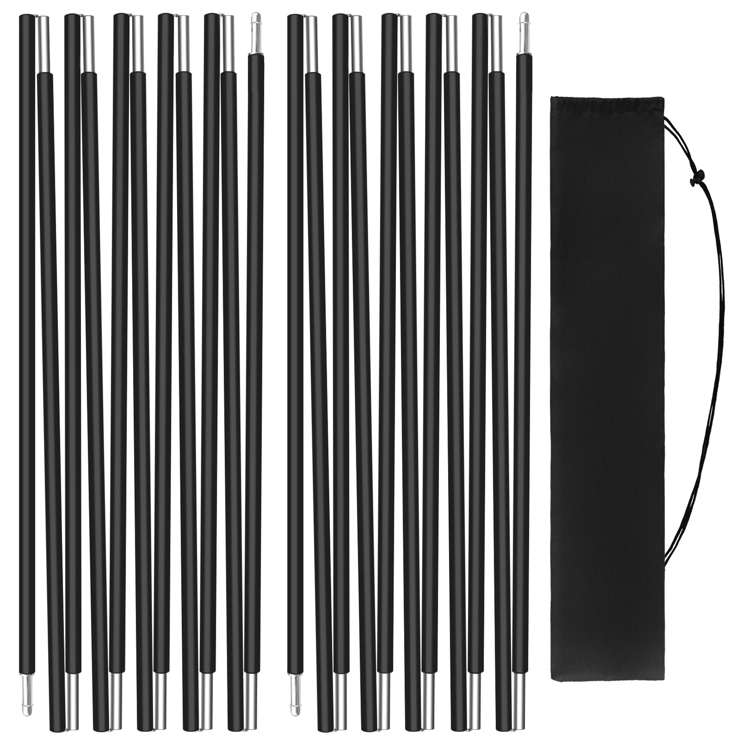 Tent Poles Replacement Aluminum Alloy Pre Assembled Tent Poles Camping Rod Parts for Hiking Outdoor Camping Repair Kit Peaceful Pleasures Health and Wellness 2Pcs 3.6M Black